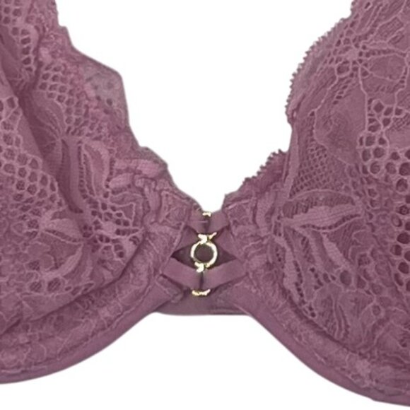 Auden Unlined Balconette Bra Womens 36A Mauve Pink New Lace Underwire - Picture 6 of 11